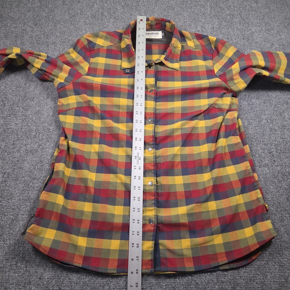 Fjallraven Specialized Shirt Womens XL Yellow Red Plaid Cycling Flannel Snap - Picture 7 of 9